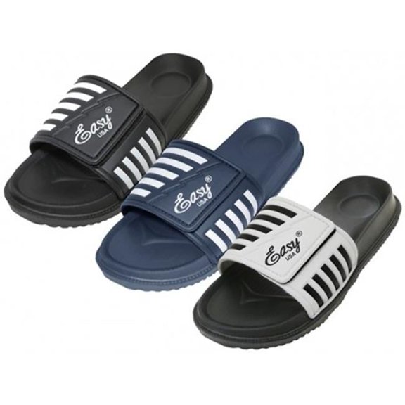 EasyUSA 2355879 Mens Cloth Hook & Eye Slide Sandal - Size 7-13 - Case of 36