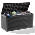 thumbnail image 1 of EasyUp 100 Gallon Resin Deck Box, Lockable Patio Outdoor Storage Box for Furniture, Garden Tools and Tools Storage, Waterproof Outside Storage Boxes, 1 of 8