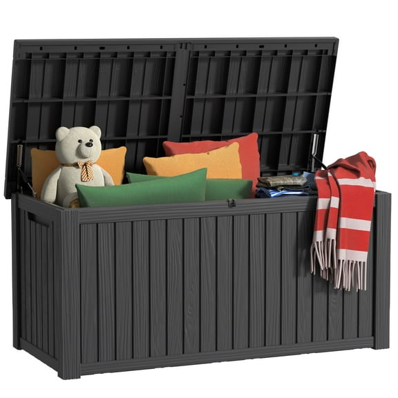 EasyUp 180 Gallon Resin Deck Box, Lockable Patio Outdoor Storage Box for Furniture, Garden Tools and Tools Storage, Waterproof Outside Storage Boxes