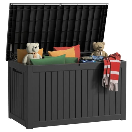 EasyUp 230 Gallon Resin Deck Box, Lockable Patio Outdoor Storage Box for Furniture, Garden Tools and Tools Storage, Waterproof Outside Storage Boxes