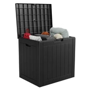 EasyUp 30 Gallon Resin Deck Box, Lockable Patio Outdoor Storage Box for Furniture, Garden Tools and Tools Storage, Waterproof Outside Storage BoxesBlack