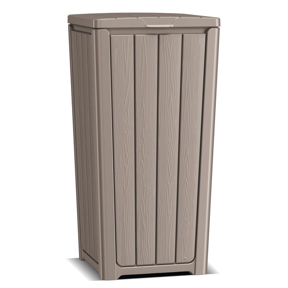 EasyUp 32 Gallon Outdoor Trash Can with Lid, Waterproof and Sunscreen Resin Garbage Cans, Outside Trash Bin for Patio, Kitchen, Deck or Backyard(Grey)