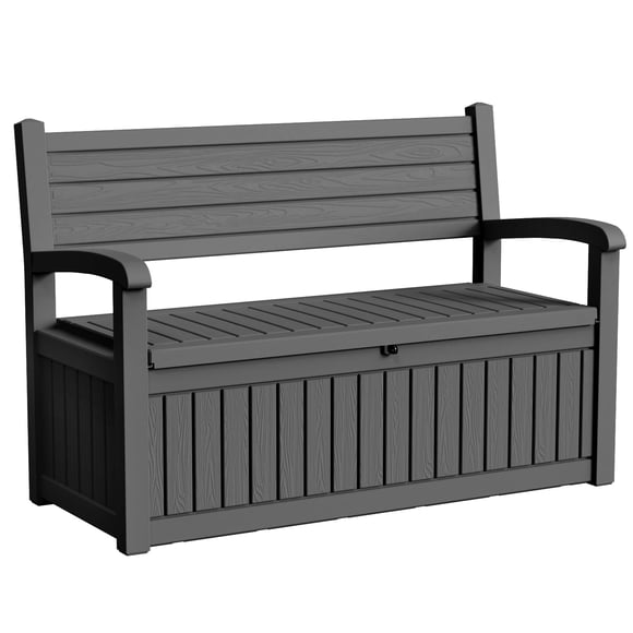 EasyUp 80 Gallon Storage bench Lockable Waterproof Deck Box - Outdoor Storage Box for Patio,Garden and Porch,Tools and Cushions(Black)
