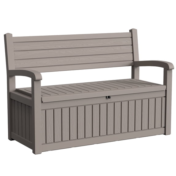 EasyUp 80 Gallon Storage bench Lockable Waterproof Deck Box - Outdoor Storage Box for Patio,Garden and Porch,Tools and Cushions(Grey)