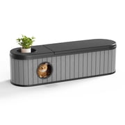 EasyUp Cat Litter Box Enclosure Resin Hidden Litter Box Furniture with Odor Control Vented Space-Saving Design Litter Box Enclosure for Indoor Outdoor UseBlack&Grey,63.11"*17.8"*17.13"