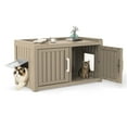 thumbnail image 1 of EasyUp Resin Enclosed Hidden Cat Litter Box Enclosure, Dual-Door Weatherproof Space-Saving Furniture for Indoor Corners & Small Spaces, Gray, 1 of 8