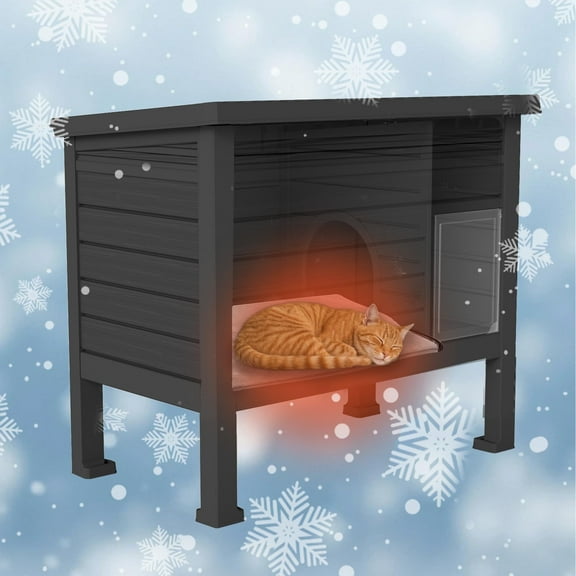 EasyUp Outdoor Cat House - Weatherproof Resin Cat Houses for Outdoor Cats, Durable & Insulated Shelter for Garden, Patio, or Backyard