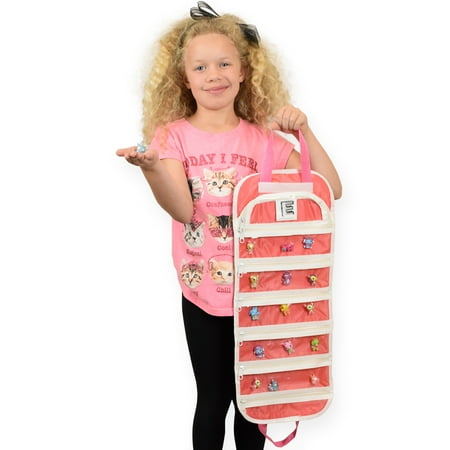 EasyView Toy Organizer | Legos Minifigures Compatible Shopkin Shopkins Compatible Storage Case (Pink)