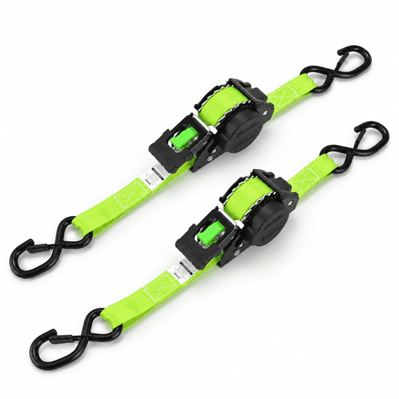 EasyWox Retractable Ratchet Straps, 2 Pack Heavy Duty Self Winding Tie Down Straps with Coated S-Hooks for Trucks, Trailers, Roof Racks & Boats