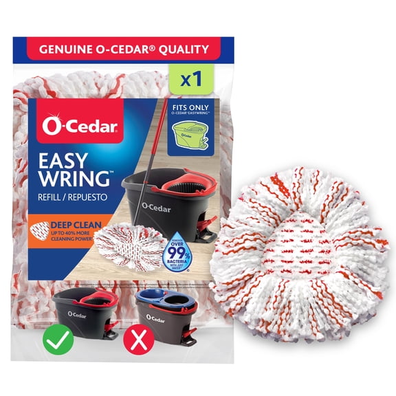 O-Cedar EasyWring Deep Clean Microfiber Spin Mop Head Replacement with Scrub Pad, Washable & Reusable
