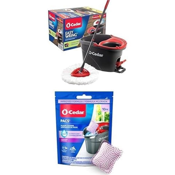 EasyWring Microfiber Spin Mop & Bucket Floor Cleaning System Bundle with PACS Hard Cleaner (Lavender, 10 Count)