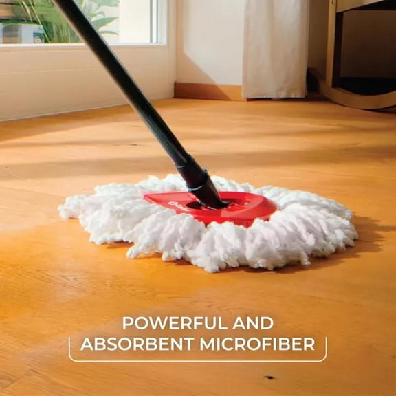 EasyWring Microfiber Spin Mop, Bucket Floor Cleaning System, Red, Gray