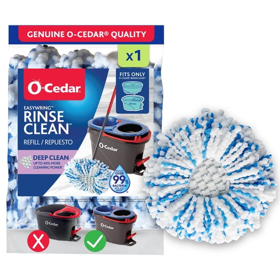 O-Cedar RinseClean Deep Clean Microfiber Spin Mop Head Replacement with Scrub Pad, Machine Washable & Reusable, 1 Count