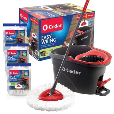 O-Cedar EasyWringâ„¢ Spin Mop & Bucket System w/ 4 Extra Mop Head Replacements