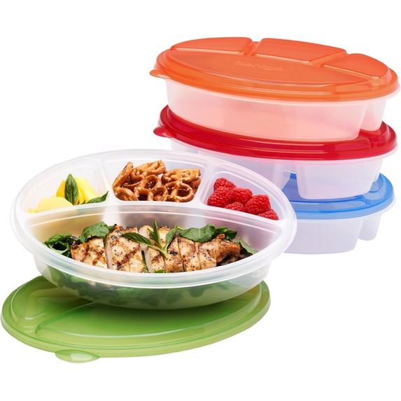 Stackable Oval Containers Easyboxes 4-Compartment Oval Containers - Patented Design 8-Piece Set ...
