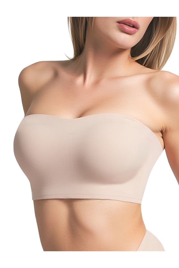 Strapless Bras for Women Non-Slip Silicone Bandeau Bra Seamless Wireless Strapless Bra Padded