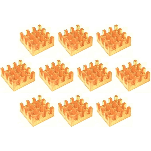 Easycargo 10mm copper heatsink kit 10mm x 10mm x 4mm+ pre applied 3m 8810 thermal conductive adhesive tape, cooler heat sink set for cooling vrm ic chips (10pcs 10x10x4mm copper)