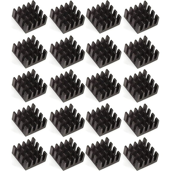 Easycargo 20pcs 14mm Heatsink 14x14x7mm, Black Anodized Aluminum Heat Sink for Cooling Cooler GPU Chips VRAM VGA VRAM RAM (14mmx14mmx7mm)
