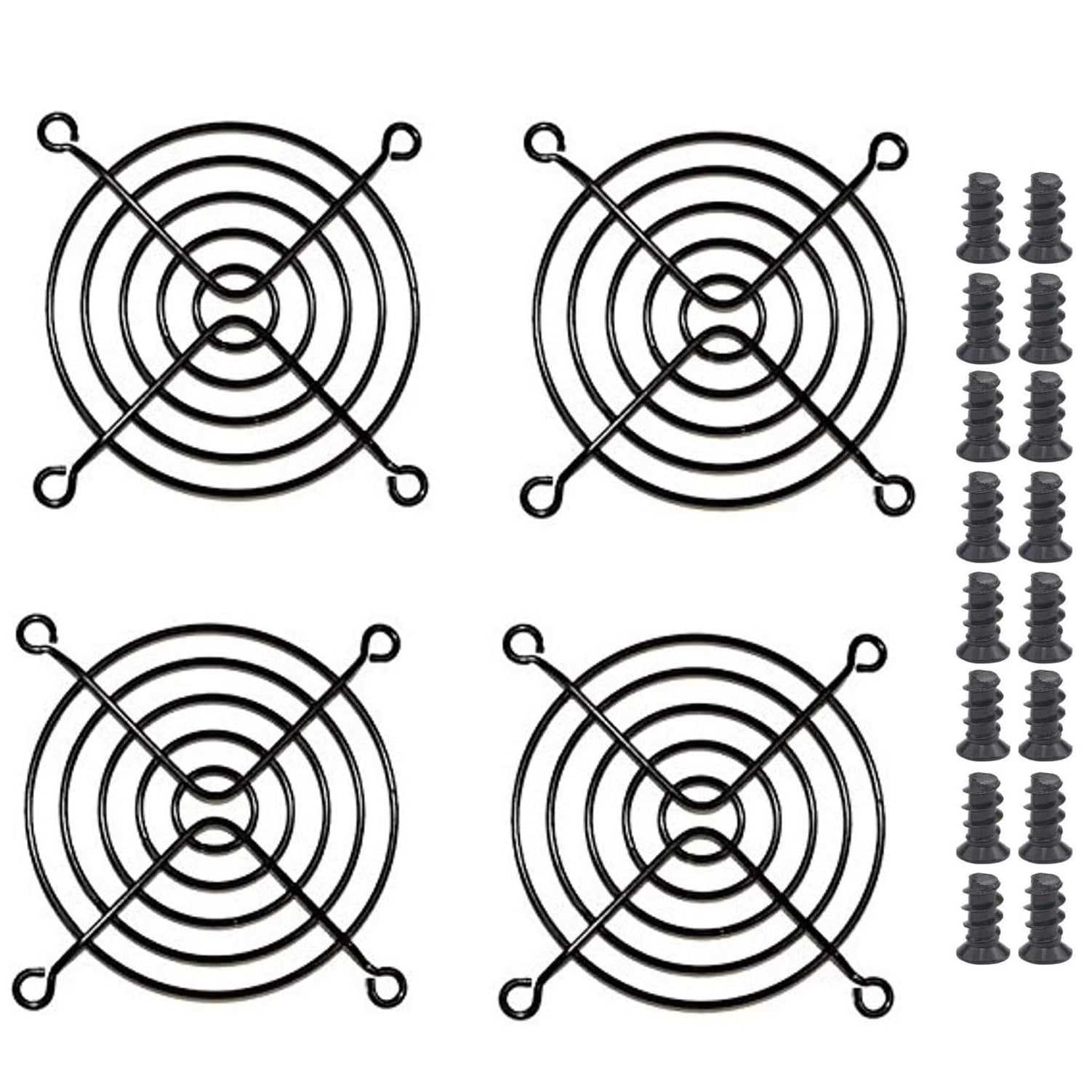 Easycargo 4pcs 80mm fan grill 80mm guard black with screws (80mm)