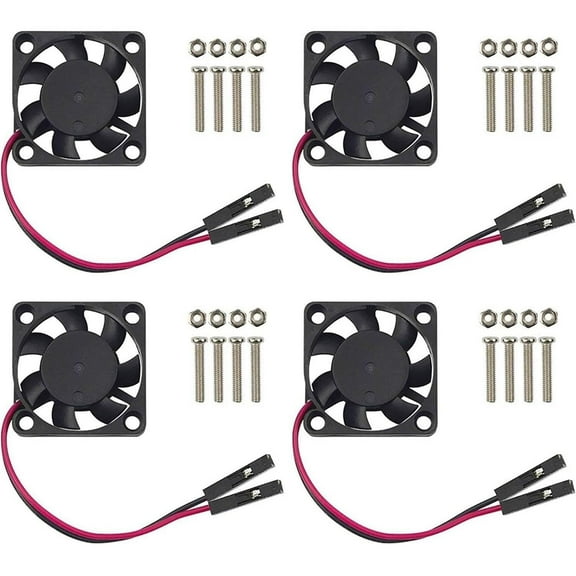 Easycargo Raspberry Pi 4 Fan 30x30x7mm, Raspberry Pi Cooling Fan Brushless 3.3V 5V DC Quiet Fan for Raspberry Pi 5, 4B, Pi 3B+, RetroFlag NESPI Case (30mmx30mmx7mm) (Black 4-Set)