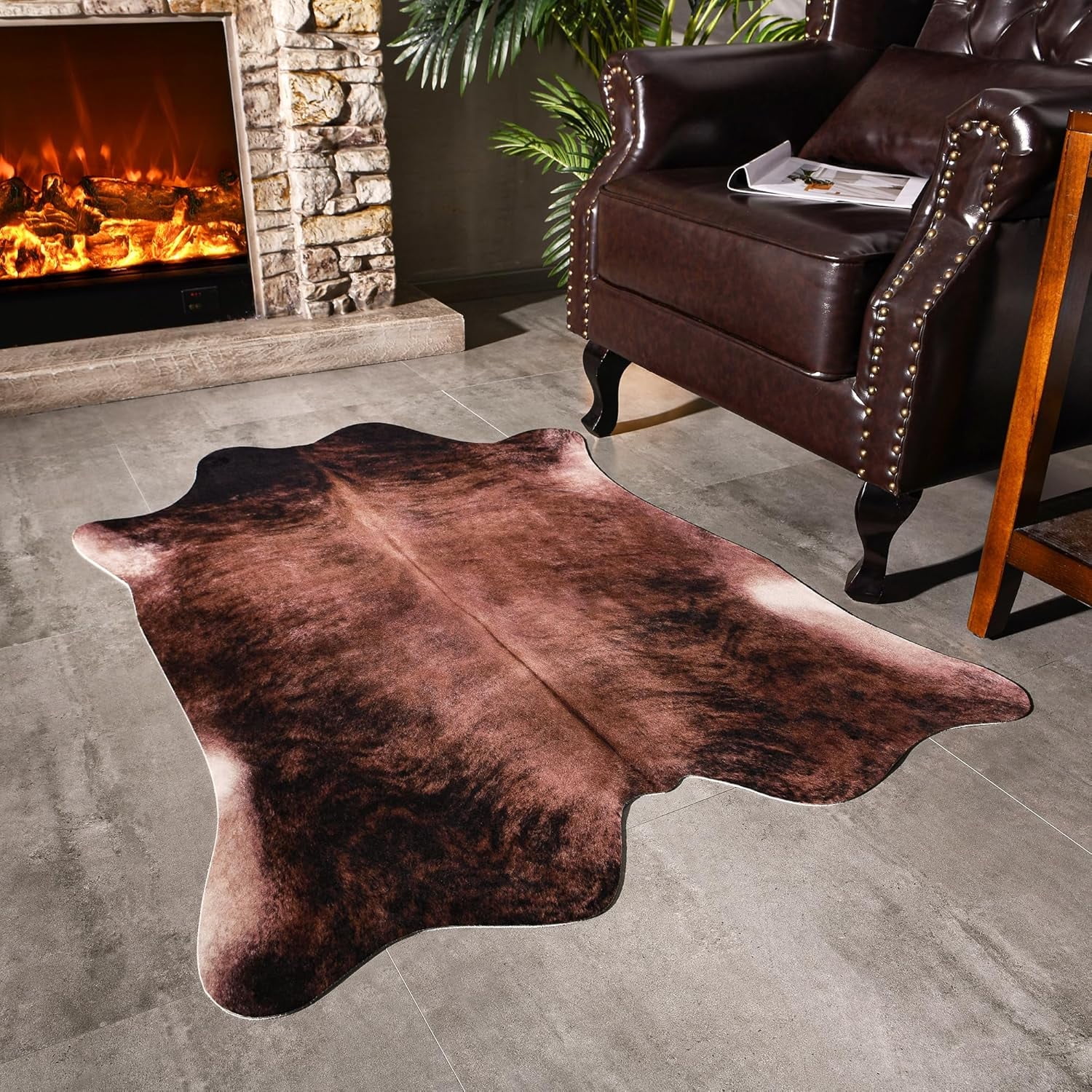 Easycozy Faux Cowhide Large Cow Print 3 x 4 Feet Thickened Elastic Rug ...