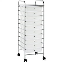 Easyfashion 10 Drawer Rolling Storage Cart Home Office Organizer Cart, White