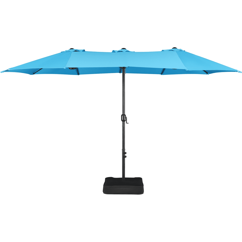 Renwick 15*9*8ft Extra Large Outdoor Umbrella Set with Crank and Base, Sky Blue