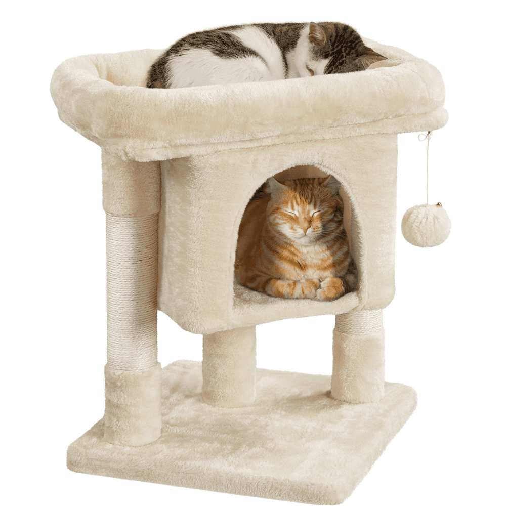 Shop Easyfashion 23.5''H 2-Level Cat Tree Kitten Condo House with Plush ...
