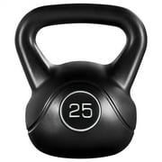 Easyfashion 25 Lbs. HDPE Coated Kettlebells for Home, Gym and Fitness Workout, Black