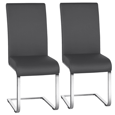 Renwick 2pcs Armless PU Leather Dining Chairs, Dark Gray