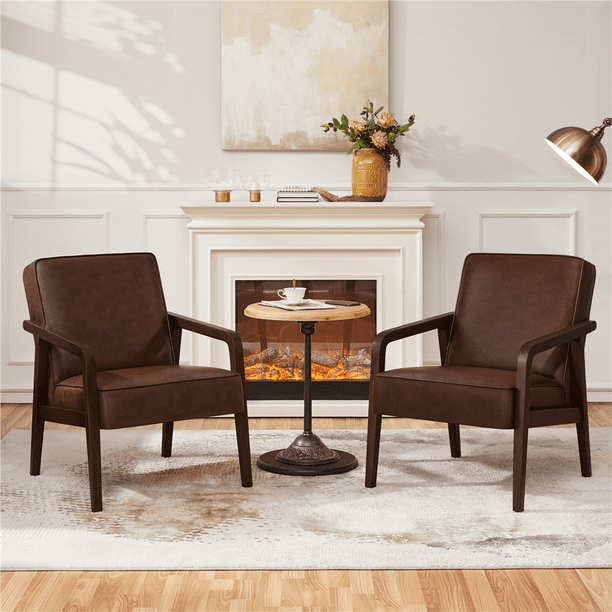 Dark brown leather armchair discount