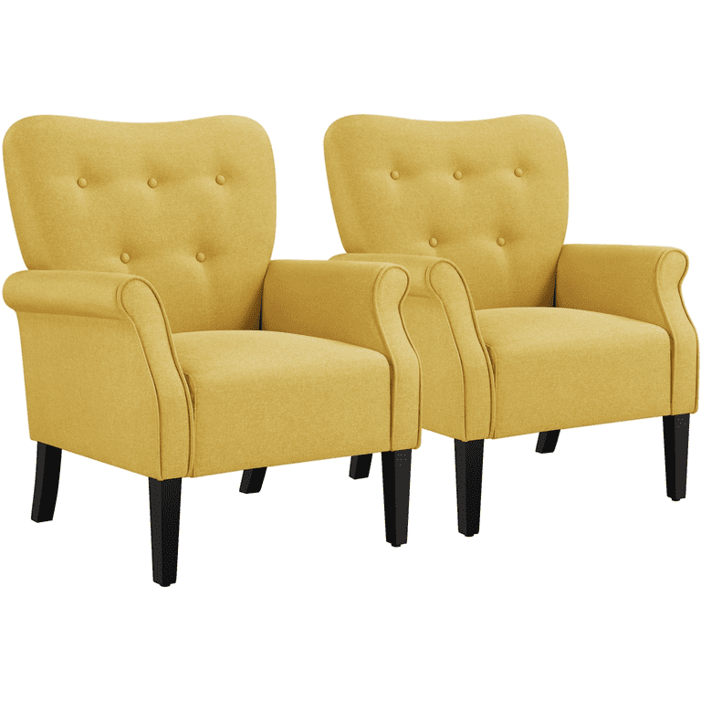Easyfashion 2pcs Modern Accent Arm Chair Yellow Walmart