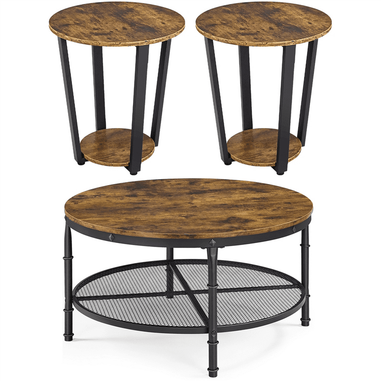 Rustic brown 2024 coffee table set
