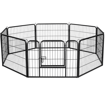 Renwick 32 Panels Dog Playpen Dog Cat Exercise Barrier, Black