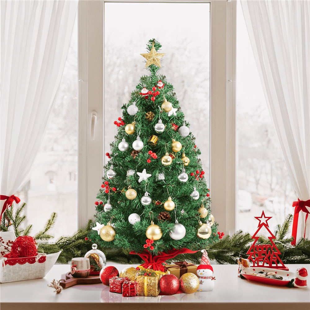 Easyfashion 3ft Tabletop Christmas Tree Portable Christmas Tree with 35 Portable Christmas Tree