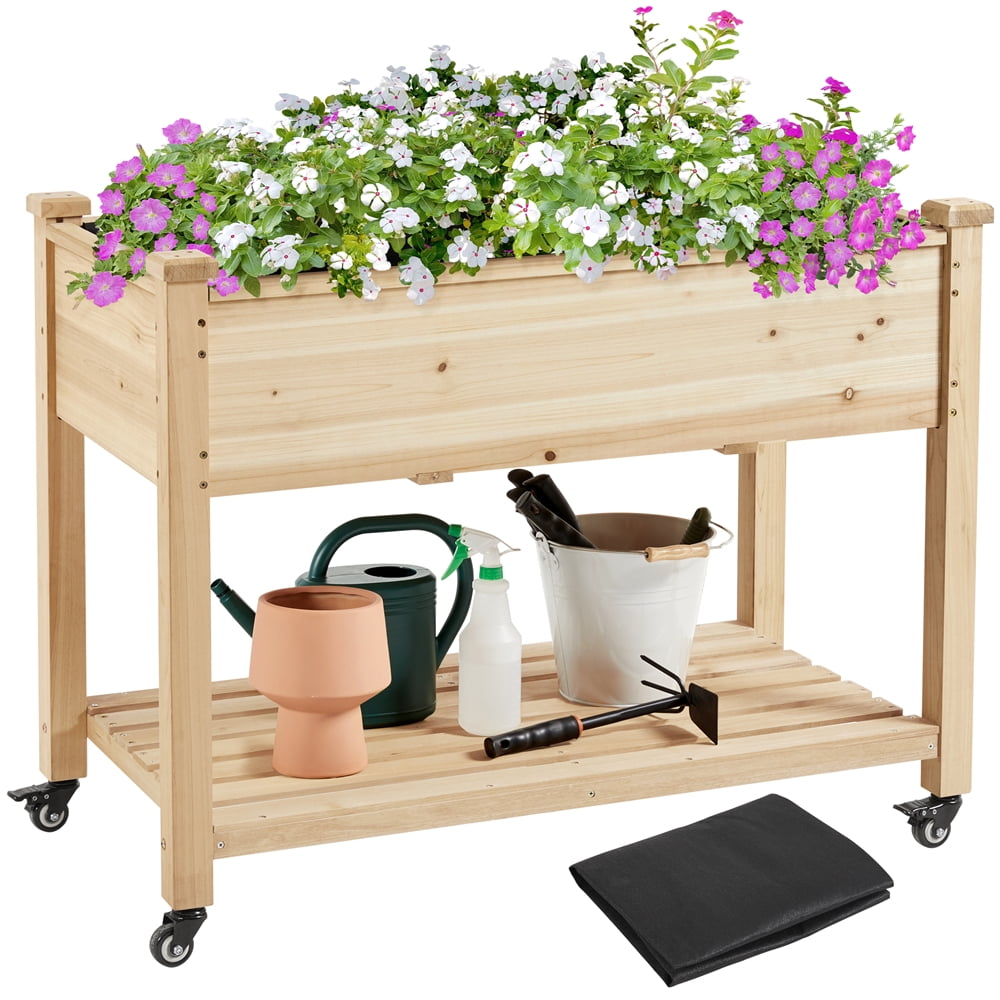 Renwick 41.5" x 22.5" x 33" 2-Tier Brown Fir and Wood Raised Garden Kit