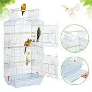 Renwick 41 Four Feeders Double-Door Metal Birdcage with Slide-Out Tray, White