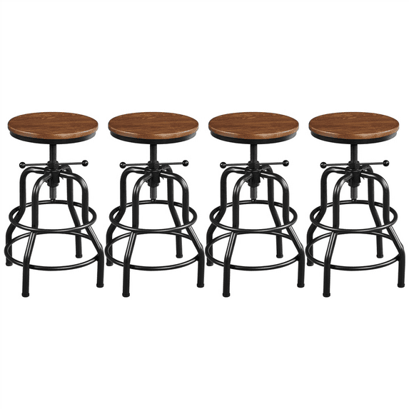Renwick 4 Piece Vintage Industrial Bar Stool for Kitchen Restaurant, Brown