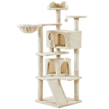 Renwick 57" Double Condo Cat Tree with Scratching Post Tower, Beige