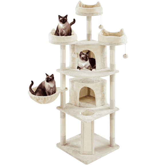Renwick 68.5in Multi-Level Cat Tree Caves Condos, Beige