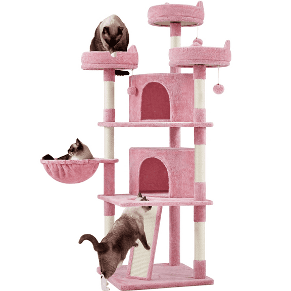 Renwick 69'' H Cat Tree Cat Tower with Condos Platforms Scratching Posts, Pink