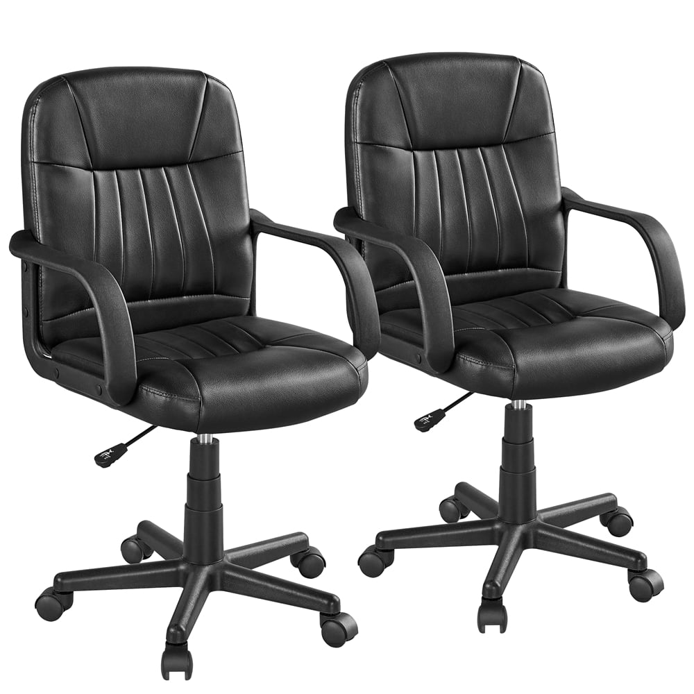 Easyfashion Adjustable Faux Leather Swivel Office Chair, Set of 2 ...
