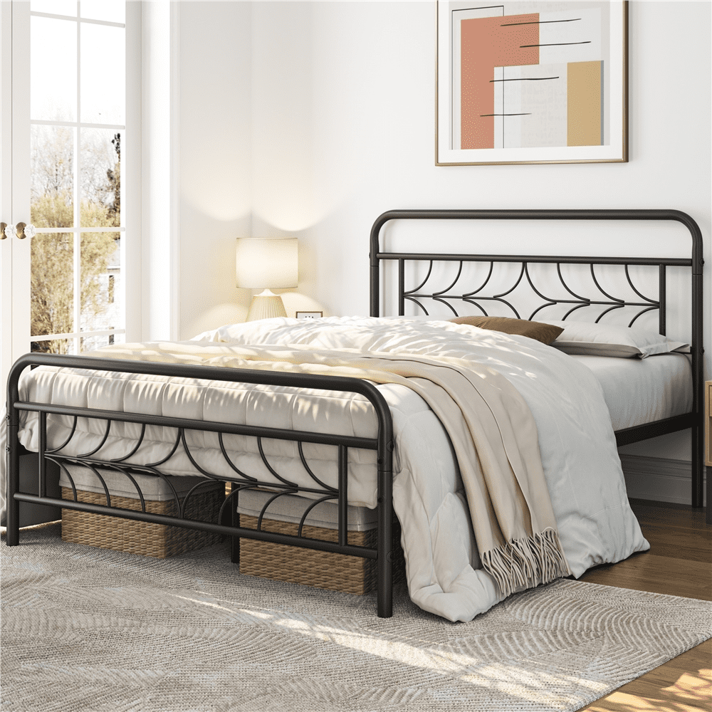 Renwick Astra Sparkling Star-Inspired Design Metal Bed, Full, Black ...