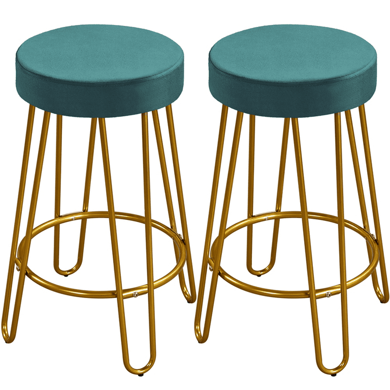 Easyfashion Bar Stool Peacock Blue Set of 2