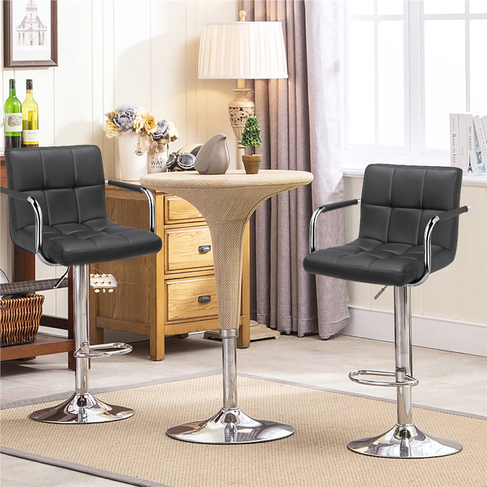 Renwick Bar Stool with Adjustable Height and Armrests, Set of 2, Gray