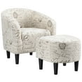 Easyfashion Barrel Accent Chair with Ottoman, Letter Print Fabric