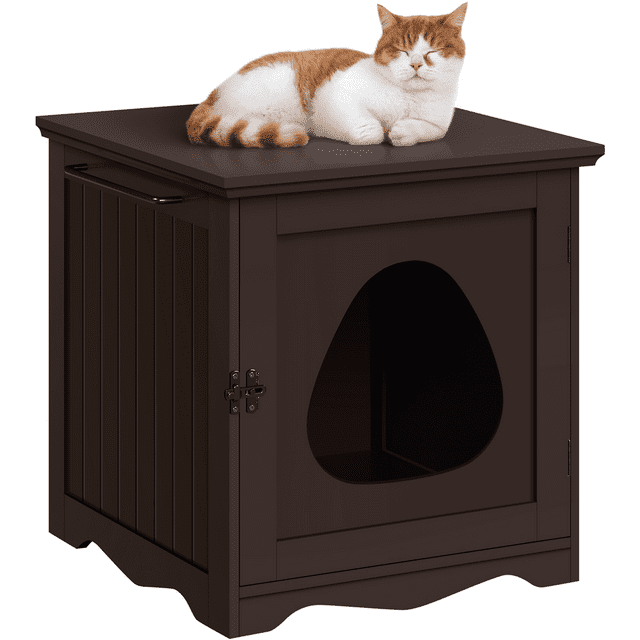 Easyfashion Enclosed Cat Litter Box End Table, Espresso