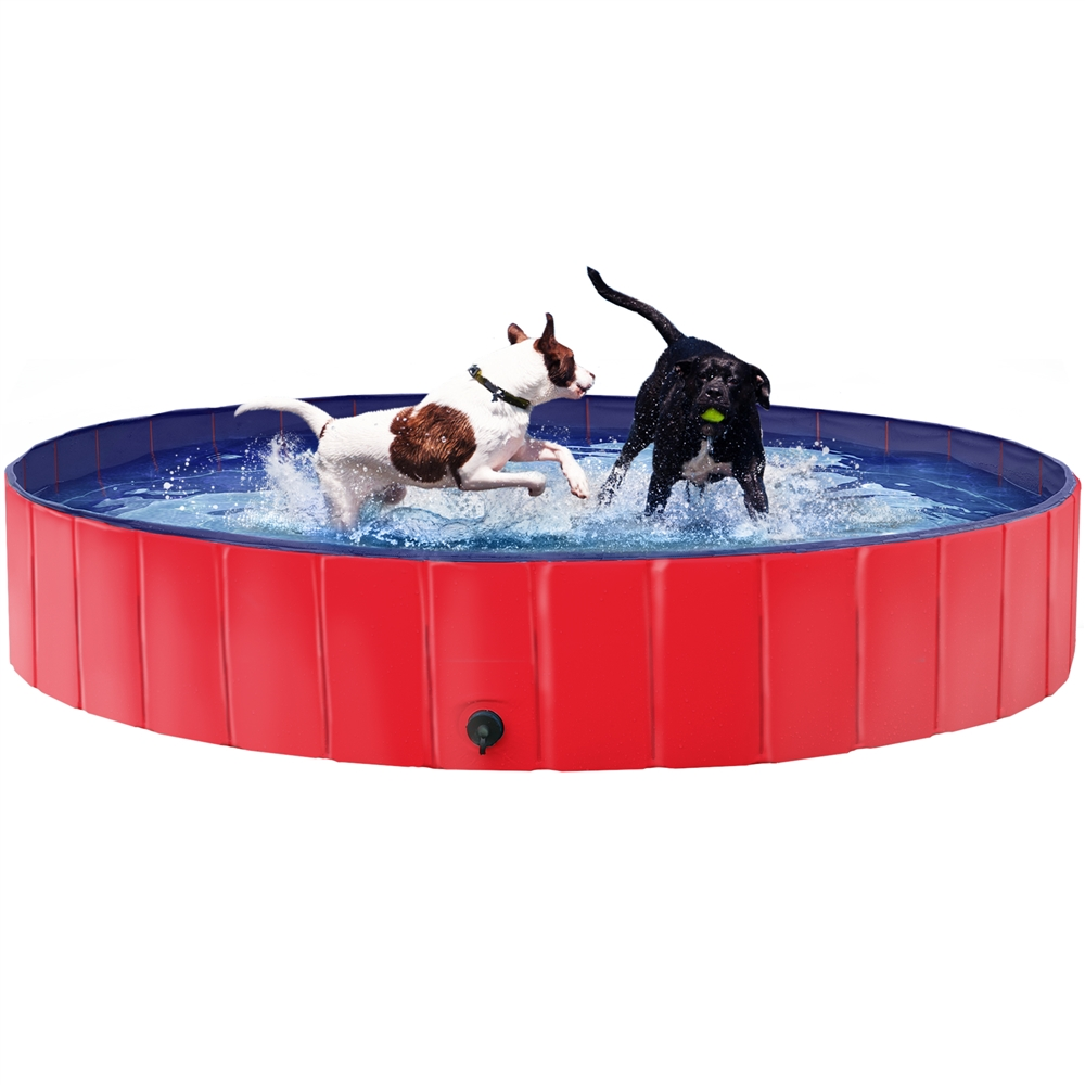 Easyfashion Foldable Pet Swimming Pool Wash Tub for Cats and Dogs, Red, XX-Large, 63" - image 1 of 9