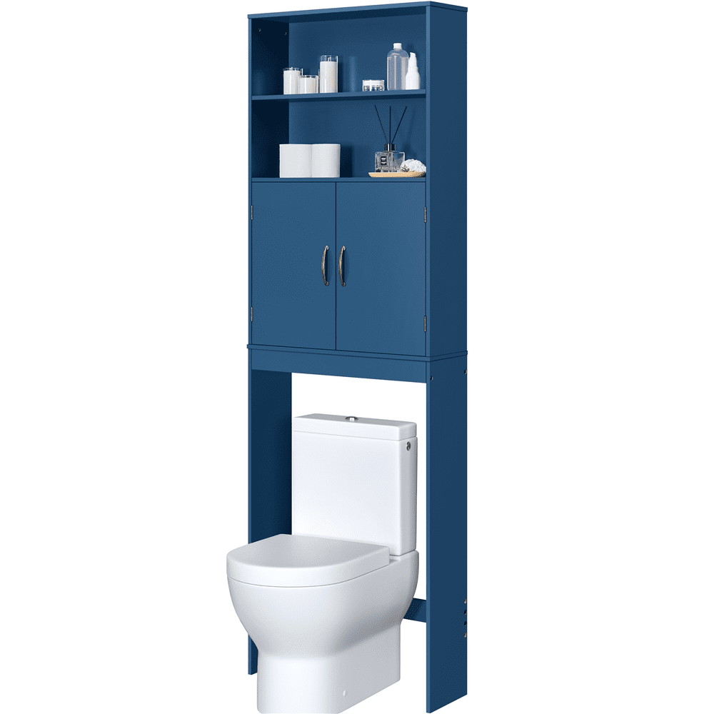 Blue Restroom Sign with Toilet, 4-ft Floor-Standing Steel Stand