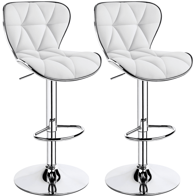 Easyfashion white counter bar stools set of 2024 2 adjustable chair synthetic leather swivel seat